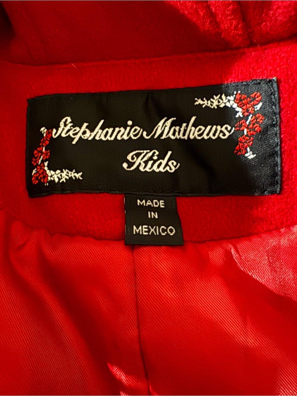 Stephanie Matthews Vintage Kids Red Wool Coat Girls 5 Leopard Trim - Picture 2 of 8